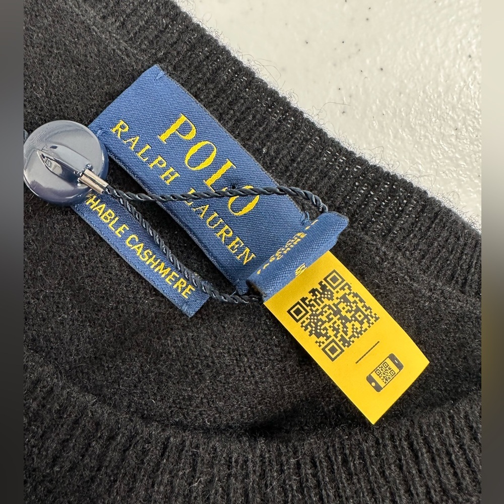 Polo Ralph Lauren Washable Cashmere Crewneck Sweater Black Preppy Old Money M - Picture 11 of 15